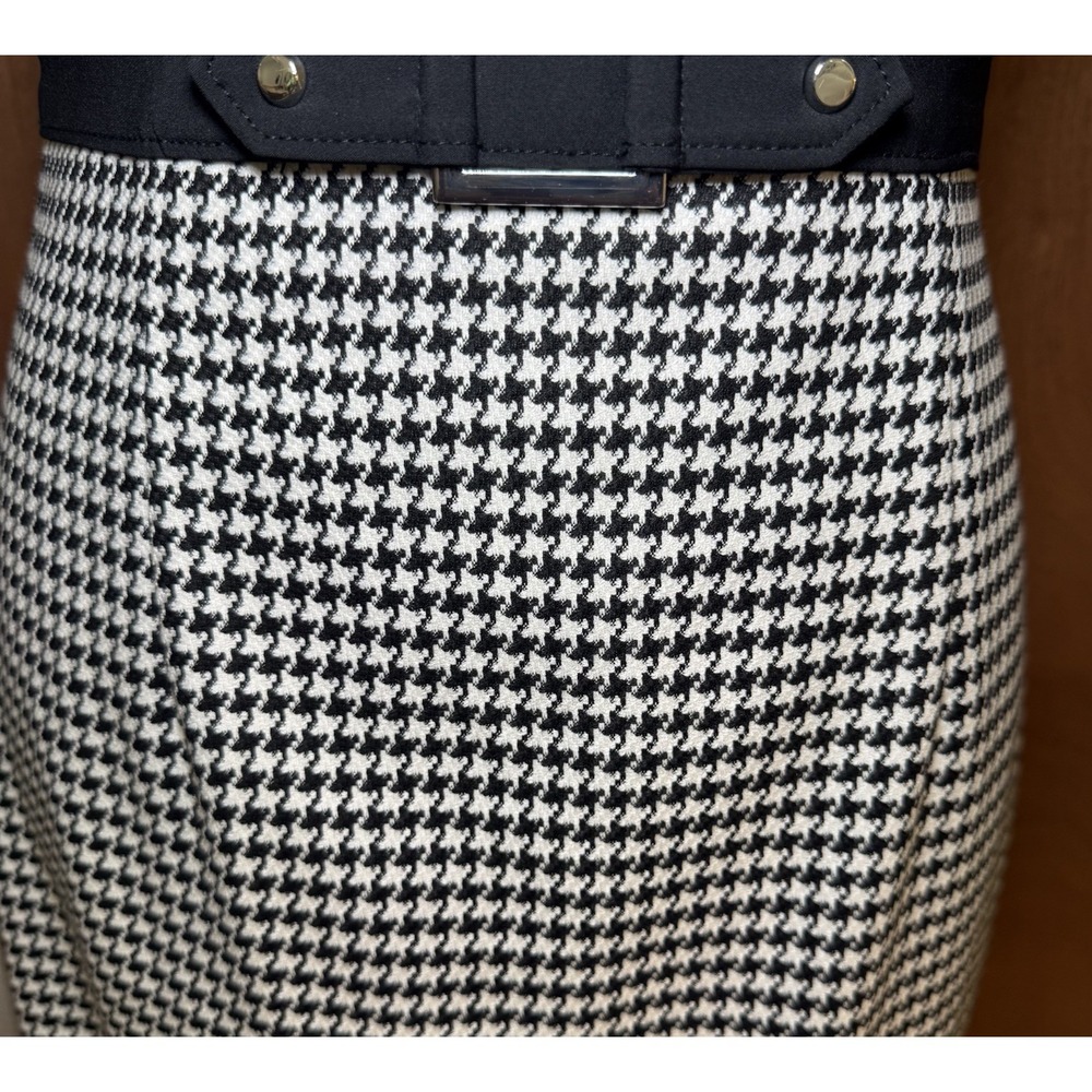White House Black Market Checked Houndstooth Sheath Career Dress Belted 2 Office - Picture 4 of 16
